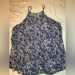 Dip top size 2XL, navy blue and white with spaghetti straps, previously loved